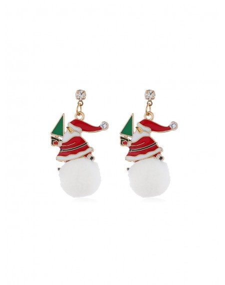 Christmas Santa Snowflake Fuzzy Ball Earrings - Santa claus