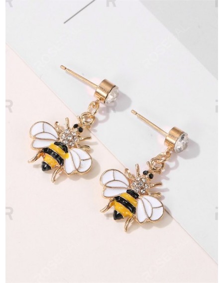 Cute Honey Bee Rhinestone Drop Earrings