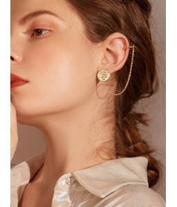 Coin Design Alloy Chain Clip Earrings