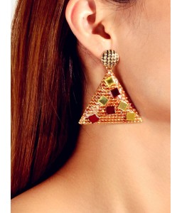 Pair of Glitter Geometric Drop Earrings
