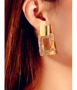 Pair of Hollow Out Resin Square Drop Earrings