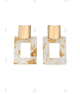Pair of Hollow Out Resin Square Drop Earrings