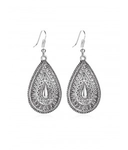 Ethnic Water Drop Engraved Earrings