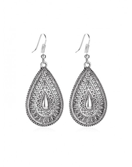 Ethnic Water Drop Engraved Earrings