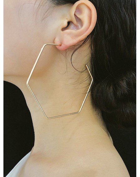 Exaggerated Hexagonal Hoop Earrings