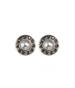 Vintage Faux Pearl Rhinestone Inlaid Earrings