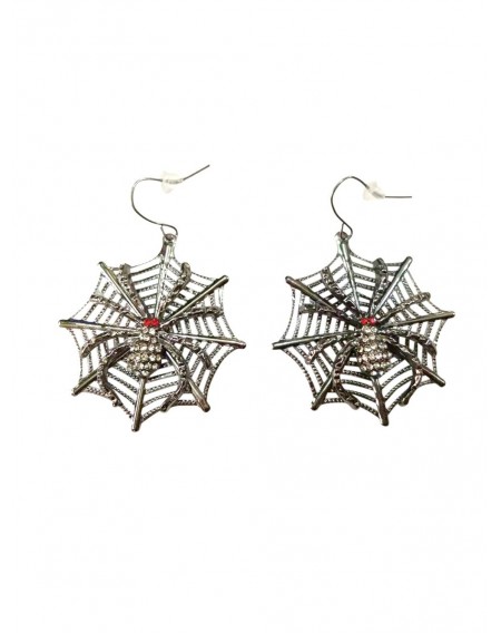 Halloween Rhinestone Spider Web Hook Earrings