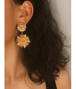 Sunflower Shape Stud Drop Earrings