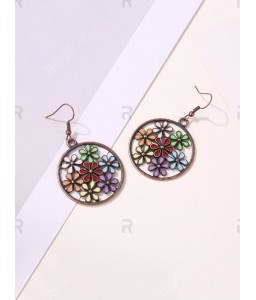 Archaic Flower Hollow Round Earrings