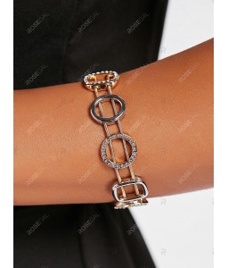 Polished Geometric Shape Faux Diamond Snake Chain Bracelet