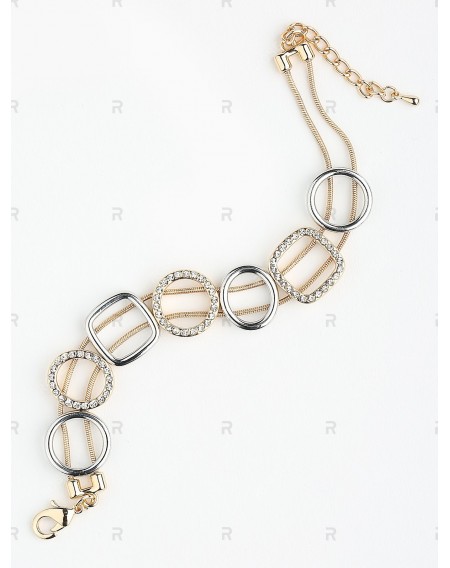 Polished Geometric Shape Faux Diamond Snake Chain Bracelet