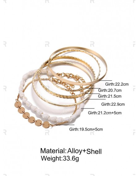 5 Piece Simple Shell Disc Chain Bracelet Set