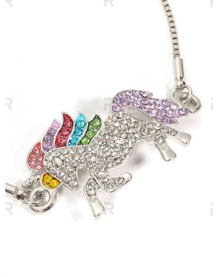 Adjustable Unicorn Rhinestone Bracelet