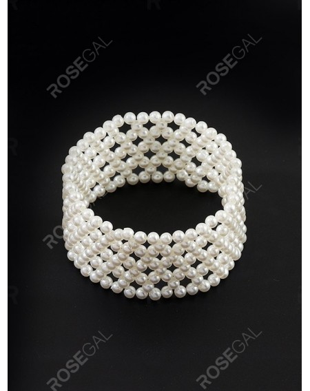 Multilayered Faux Pearl Beaded Bracelet
