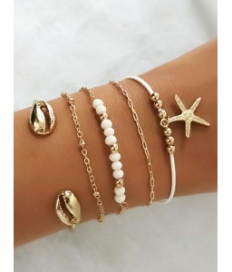 5PCS Metal Shell Starfish Charm Bracelets