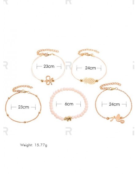 5Pcs Pineapple Flamingo Elephant Bracelet Set