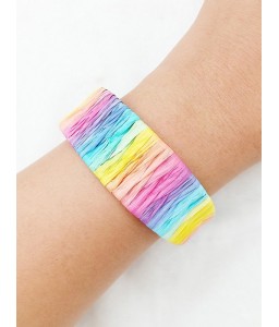Colorful Woven Straw Wide Open Bangle