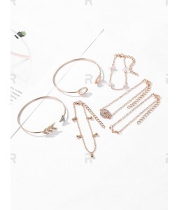 Rhinestone Artificial Opal Arrow Bracelet Set