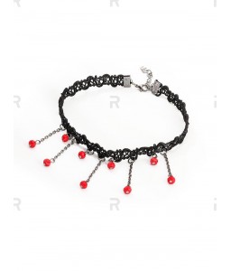 Gothic Beads Fringe Lace Choker Necklace