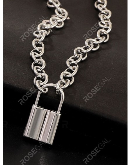 Brief Lock Pendant Link Chain Necklace