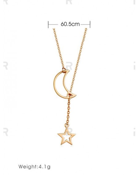 Hollowed Star Crescent Chain Necklace
