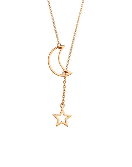 Hollowed Star Crescent Chain Necklace