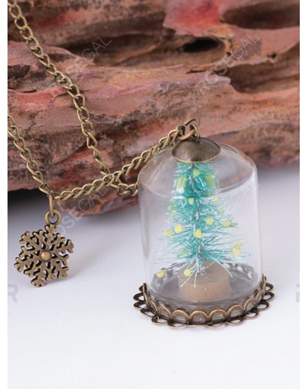 Christmas Tree Glass Cover Luminous Chain Pendant Necklace