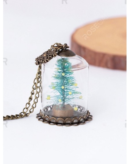 Christmas Tree Glass Cover Luminous Chain Pendant Necklace