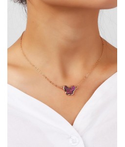 Fresh Style Rhinestone Butterfly Chain Necklace