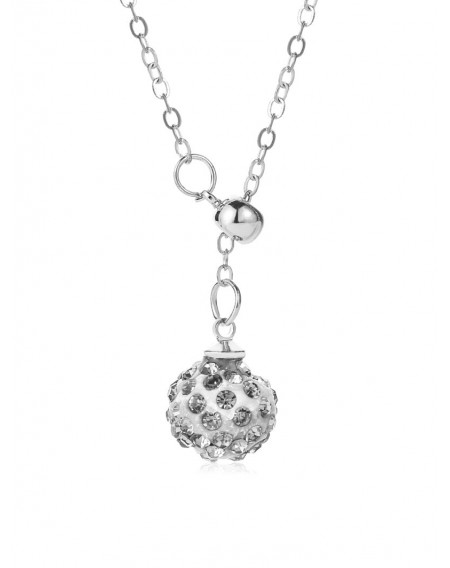 Rhinestone Ball Chain Pendant Necklace