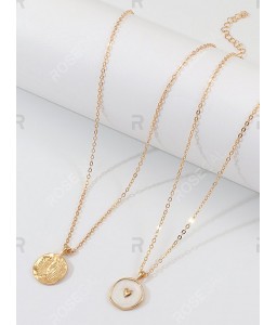 Double Layer Heart Round Pendant Necklace