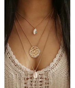 Seashell Rhinestone Decoration Layered Necklace