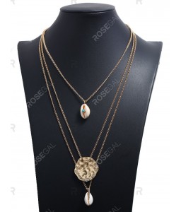Seashell Rhinestone Decoration Layered Necklace