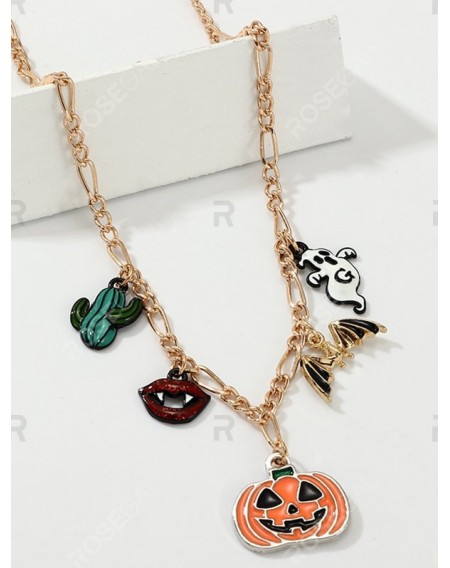 Pumpkin Ghost Pendant Halloween Chain Necklace