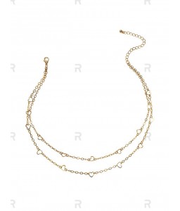Hollow Out Heart Double Layers Necklace