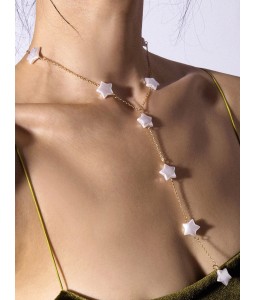 Star Shape Pearl Link Chain Y Shape Necklace