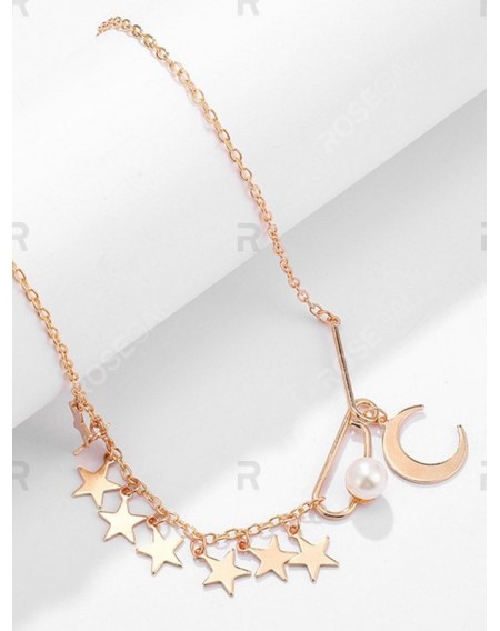 Stars Pearl Chain Adjustable Choker Necklace