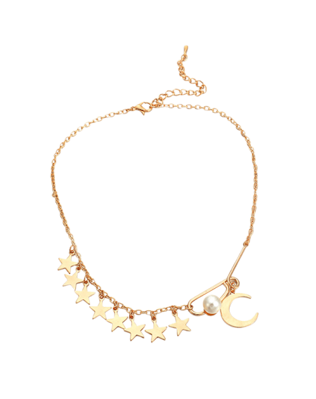 Stars Pearl Chain Adjustable Choker Necklace