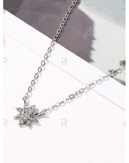 Rhinestone Eight Pointed Star Pendant Necklace