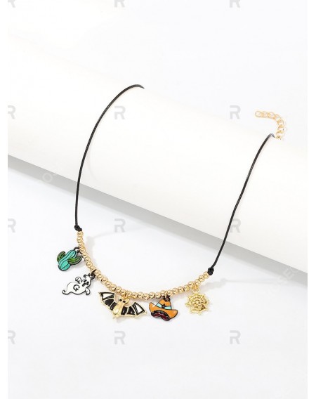 Artificial Leather Rope Halloween Beaded Collarbone Necklace