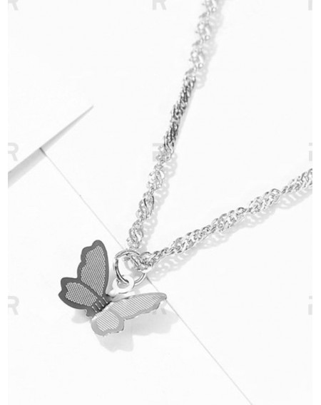 Butterfly Pendant Metal Chain Necklace