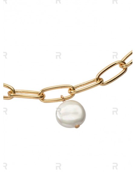 Round Pearl Pendant Chain Necklace