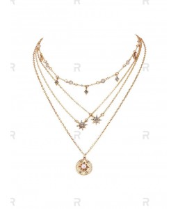 Star Rhinestone Pendant Multilayered Necklace