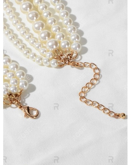 Multilayered Faux Pearl Chunky Necklace