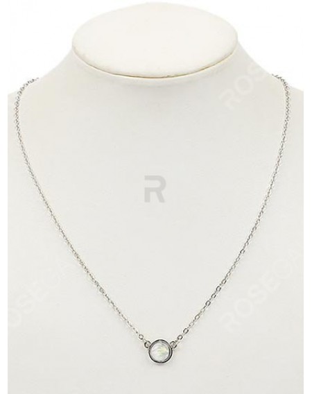 Round Shape Rhinestoned Pendant Necklace