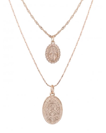 Engraved Alloy Goddess Oval Pendant Necklace Set