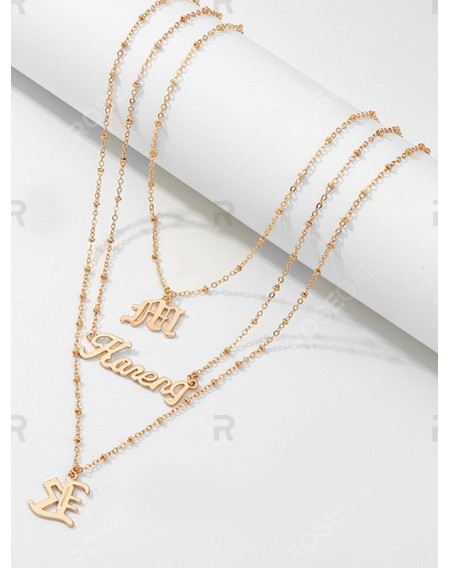 Alloy Letter Pendant Layered Necklace