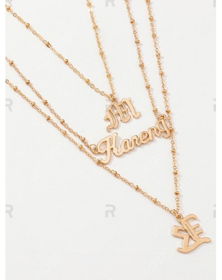 Alloy Letter Pendant Layered Necklace