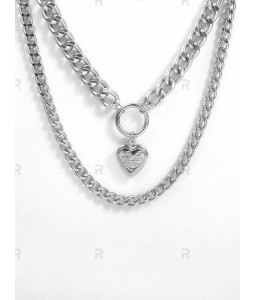 Link Chain Heart Layers Necklace