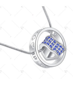 Crystal Heart and Ring Pendant Necklace